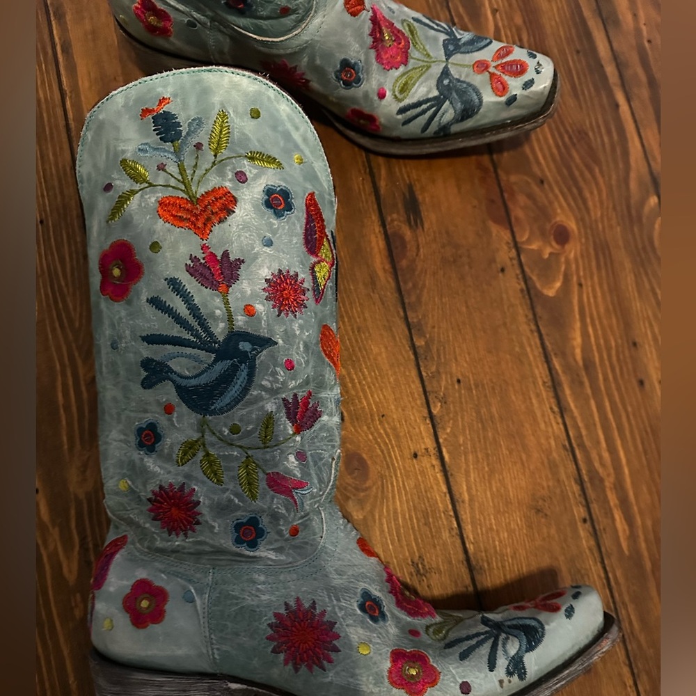 Old Gringo Teal and Pink Embroidered Boots